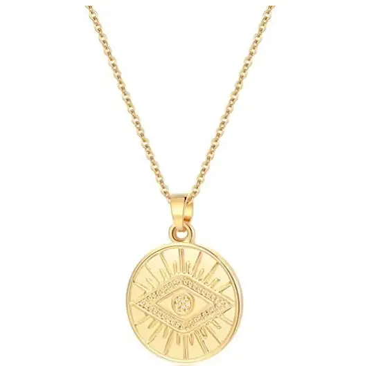 

Durable round moon sun Medal pendant Coin Necklace for women