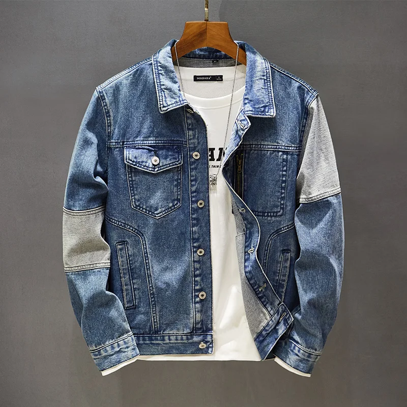 

Factory Wholesale Custom in stock High quality mens patchwork denim jackets boys demin jacket