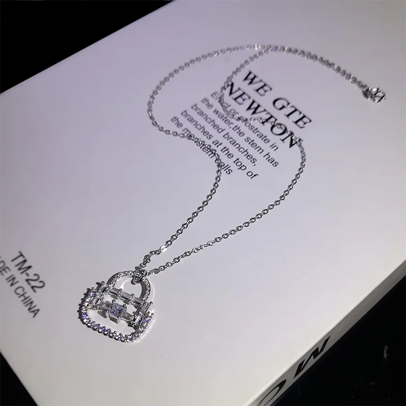

Fashion Jewellery KYNL0280 CZ Necklaces Bag Shape 3A Zircon Necklace for Women, Silver