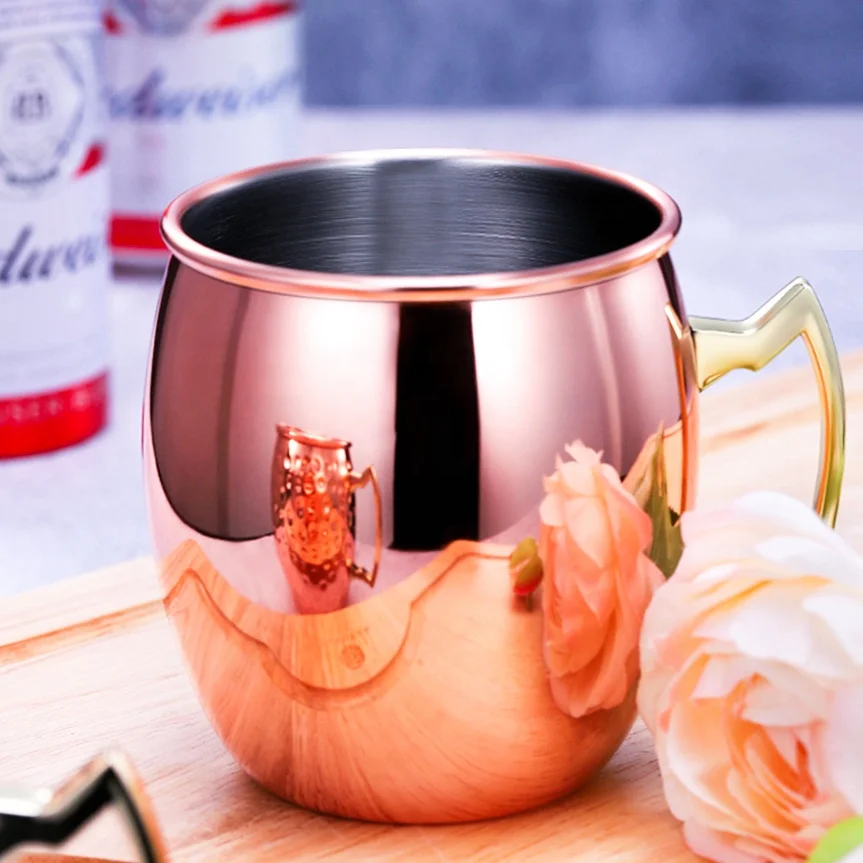 

KLP RTS Amazon Wholesale Stainless Steel Moscow 100% Solid Plated Pineapple Coffee Beer Cup Hammered Vodka 16oz Mule Copper Mug, Customized color