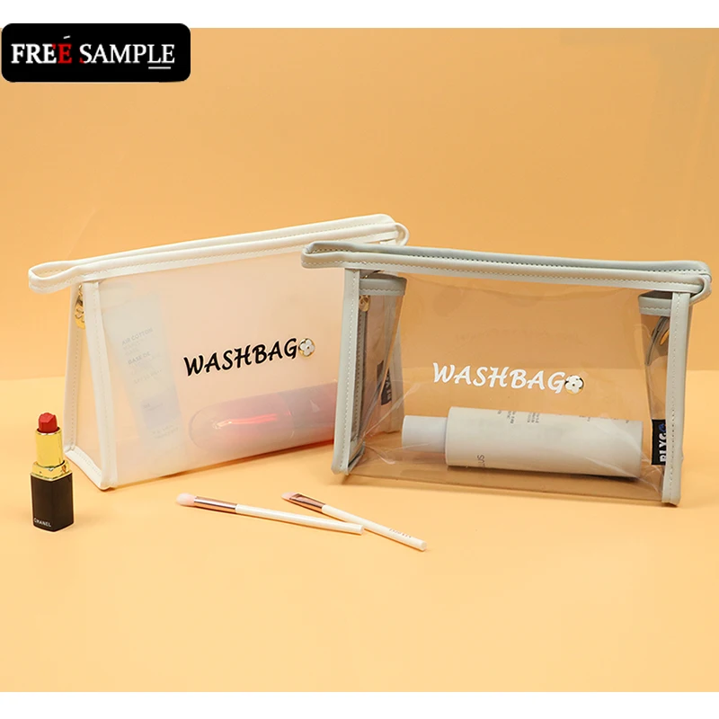

Free Sample trendy custom clear vinyl cosmetic bag travel for beach, White ,black, gray , light brown