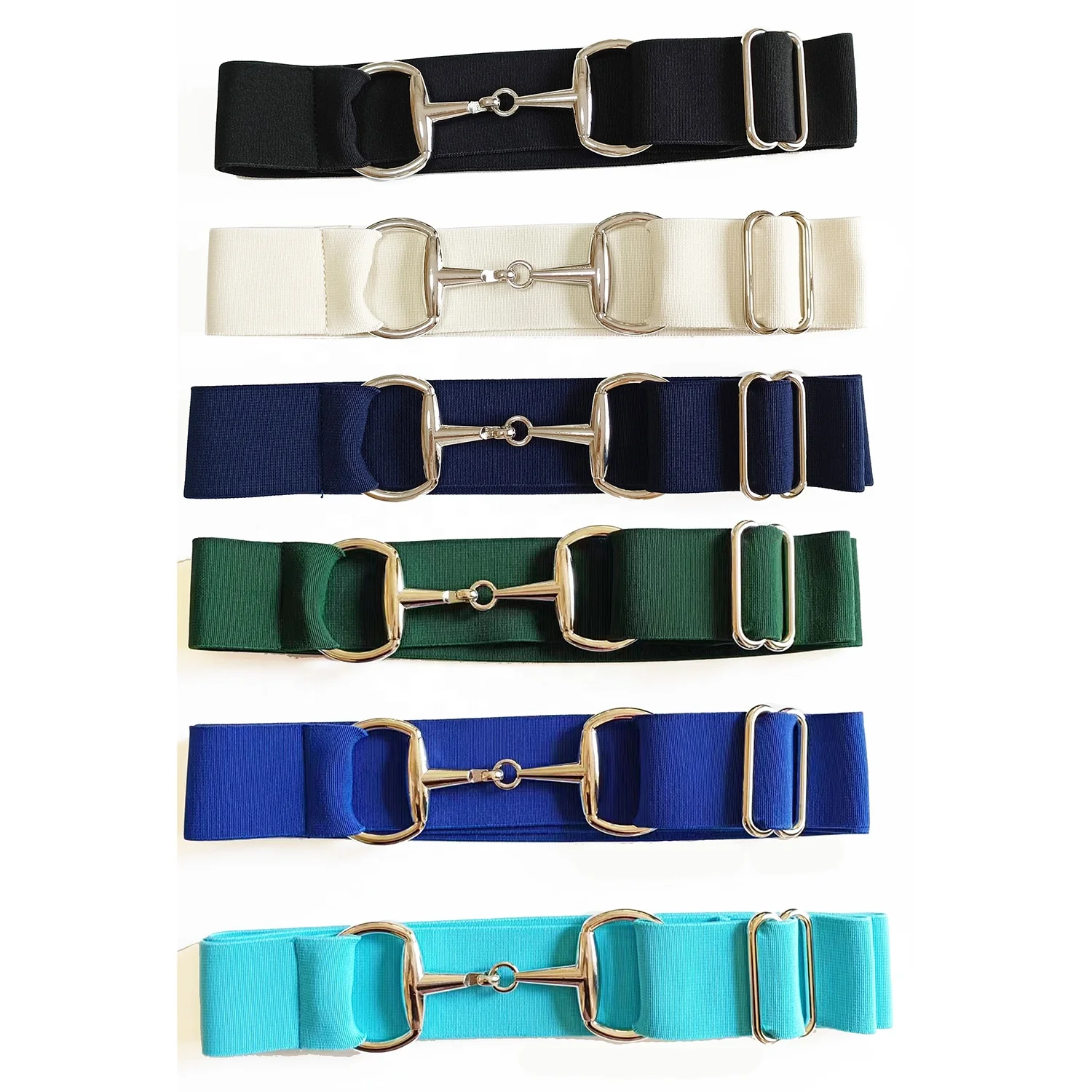FREE ENGRAVE LOGO Elastic Belt Equestrian 1.5 inch Wide Equestrian Belt Woman with Snaffle Bit Buckle Elastic Equestrian Belt