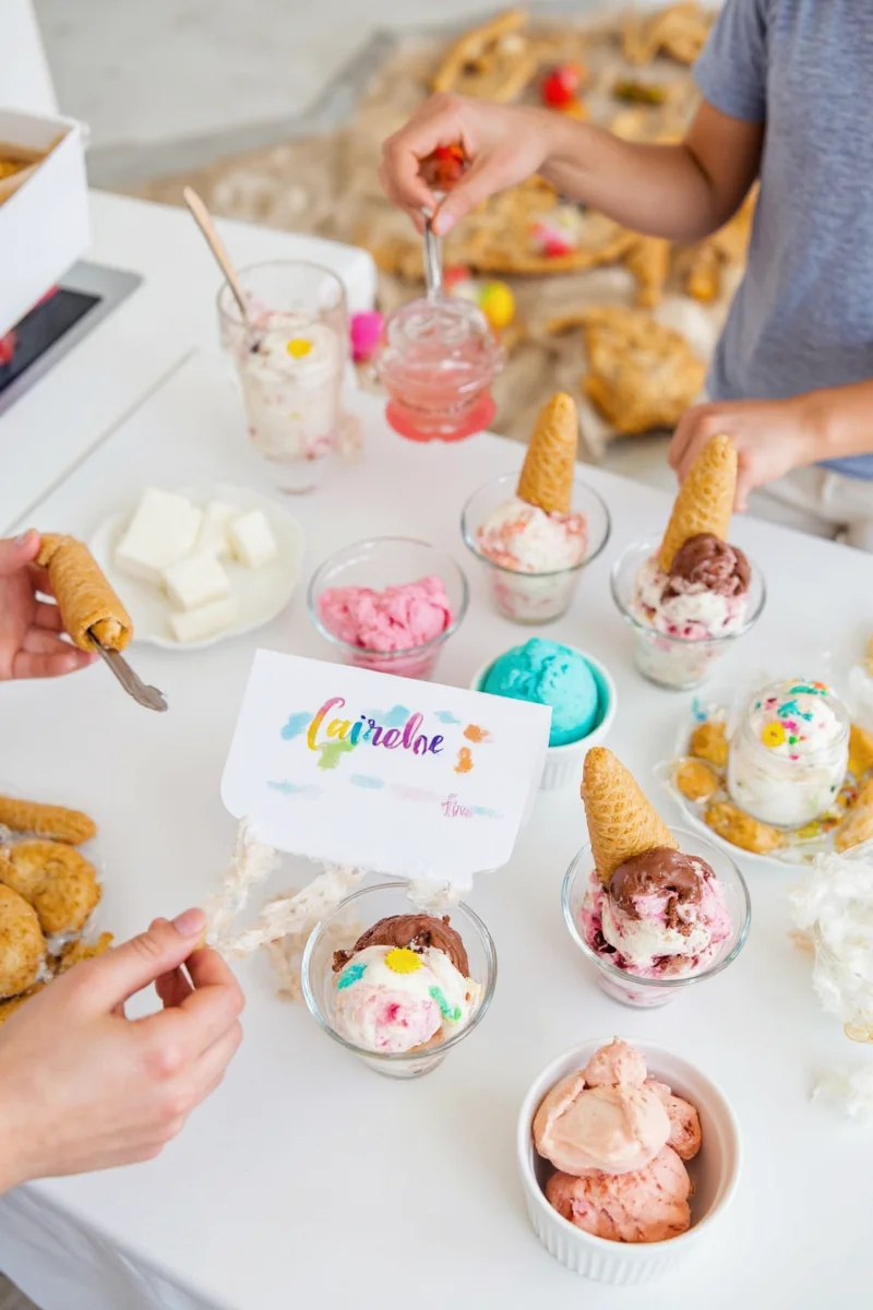 Family Enjoying Ice Cream Bar Together