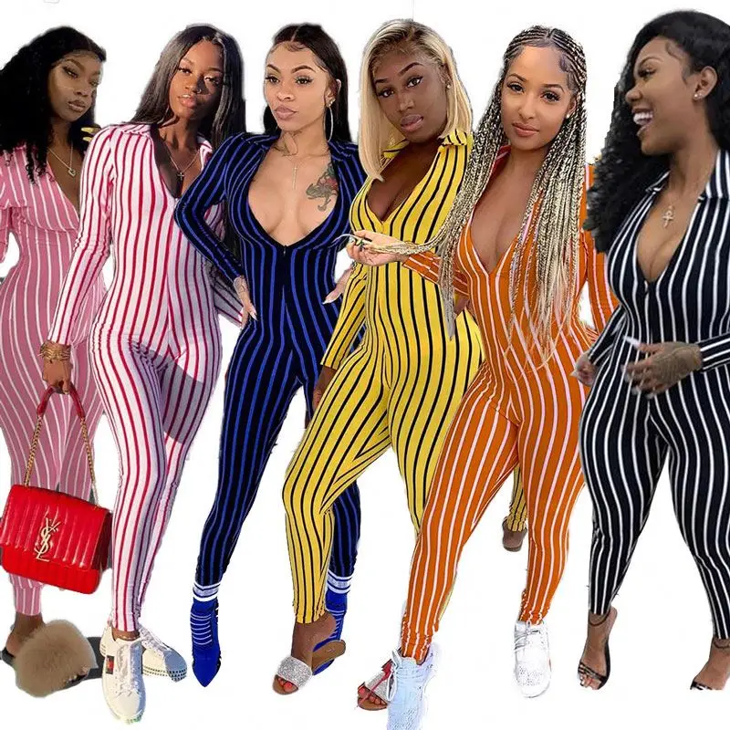 

2020 Vendors Clothing Striped One Piece Set Women Jumpsuit For Fashion, 6 colors