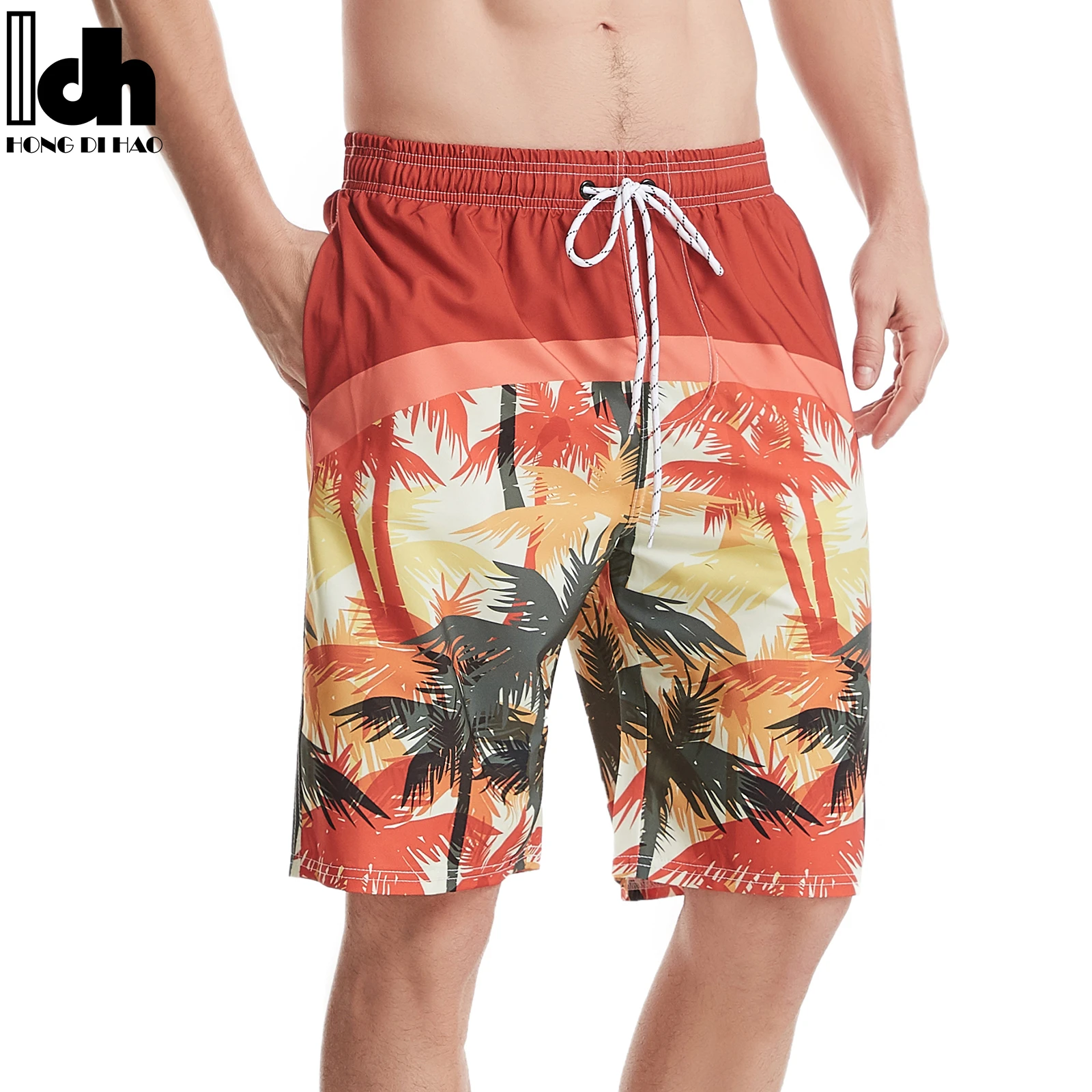 

OEM Factory Hawaiian Style Fashion Quick Drying Casual Shorts Big Men's Beach Pants custom swim trunks, Printed brilliantly