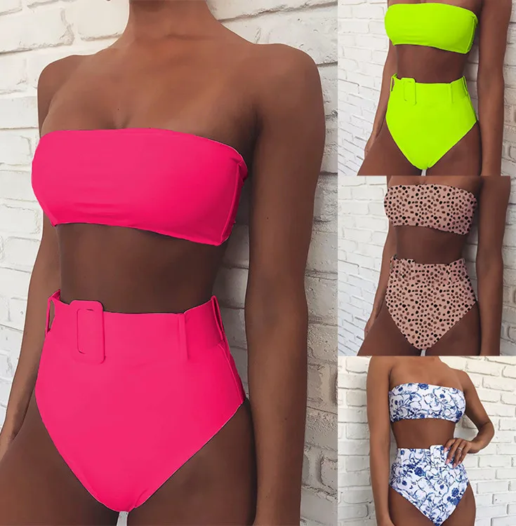 

Free Shipping Crop Buckle Swimming Wear OEM Customized Swimming Suit Women Modest Swimwear Beachwear