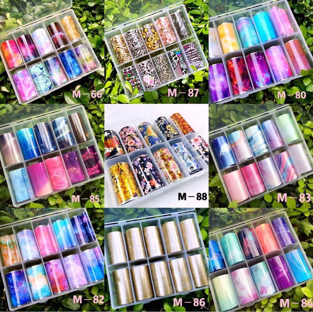 

Nail Supplies Wholesale 50 Sets/Lot Nail Transfer Foils 3D Manicure Decoration Holographic Laser Glitter Foils Nail Sticker