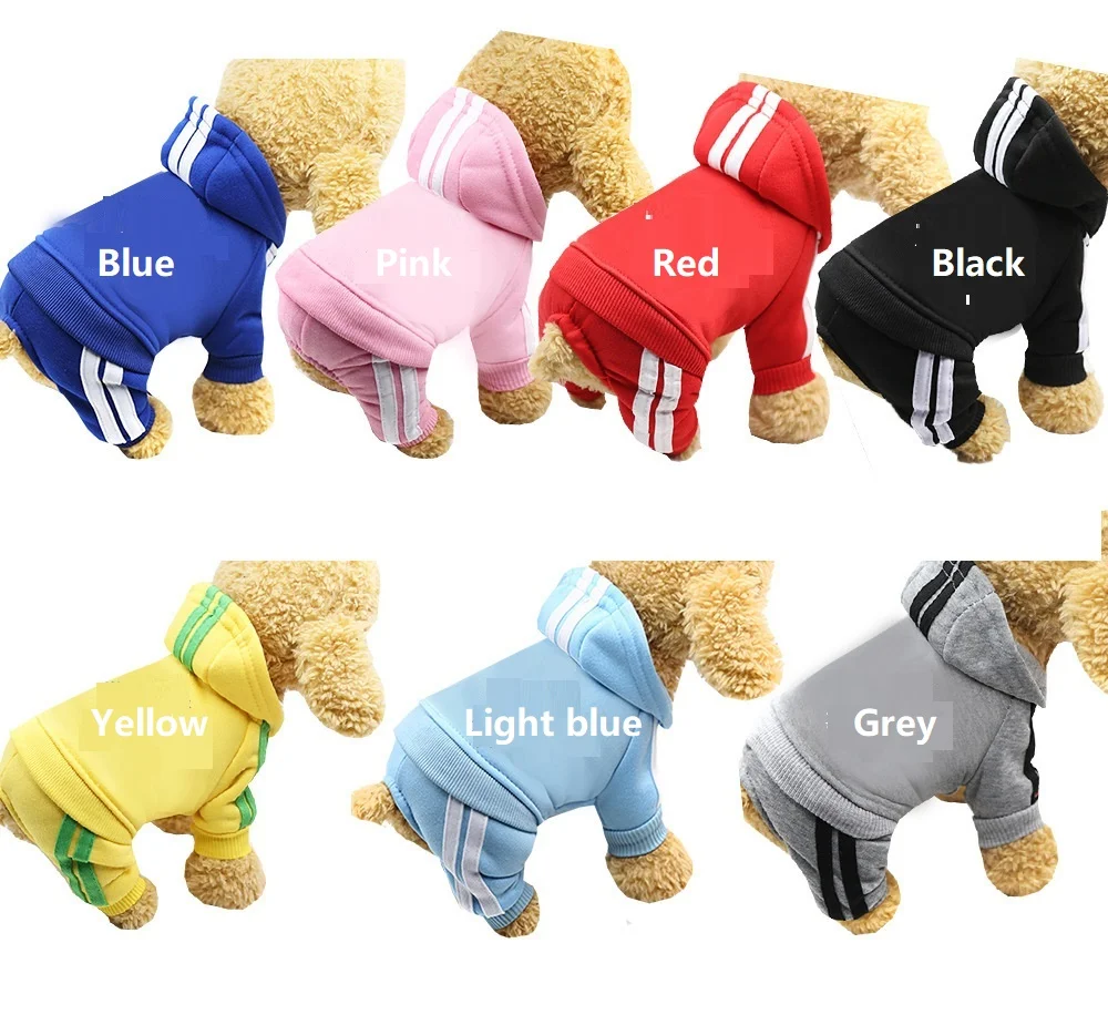 

New dog plus velvet four-legged clothes pet casual fashion jumpsuit hoodie cat autumn and winter clothing wholesale, 7 colors