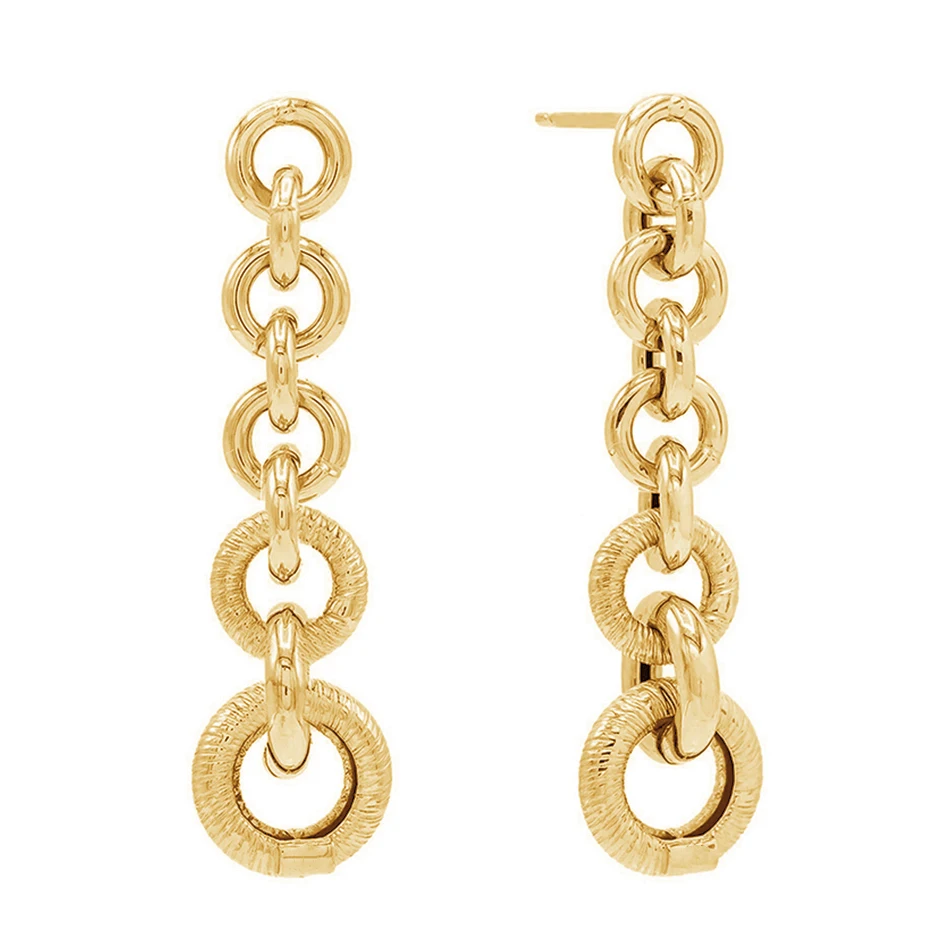 

925 Sterling Silver Cubic Zircon Drop Chain Stud earrings For Woman Gold Plated Earrings