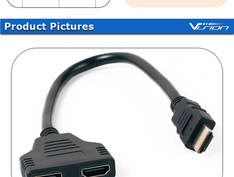 HDMI Male to 2x HDMI Double Female Y Splitter Adapter Cable Lead HD TV 32.5CM - ANKUX.COM