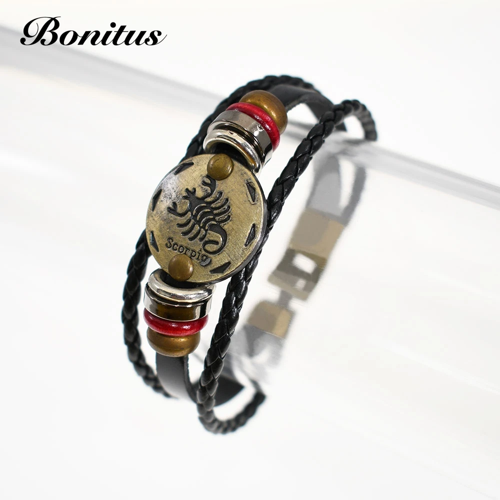 

Fashion Handmade Bracelets Adjustable Toppik Accessories Scorpio Bangle Zodiac Sign Leather Cuff Bracelet