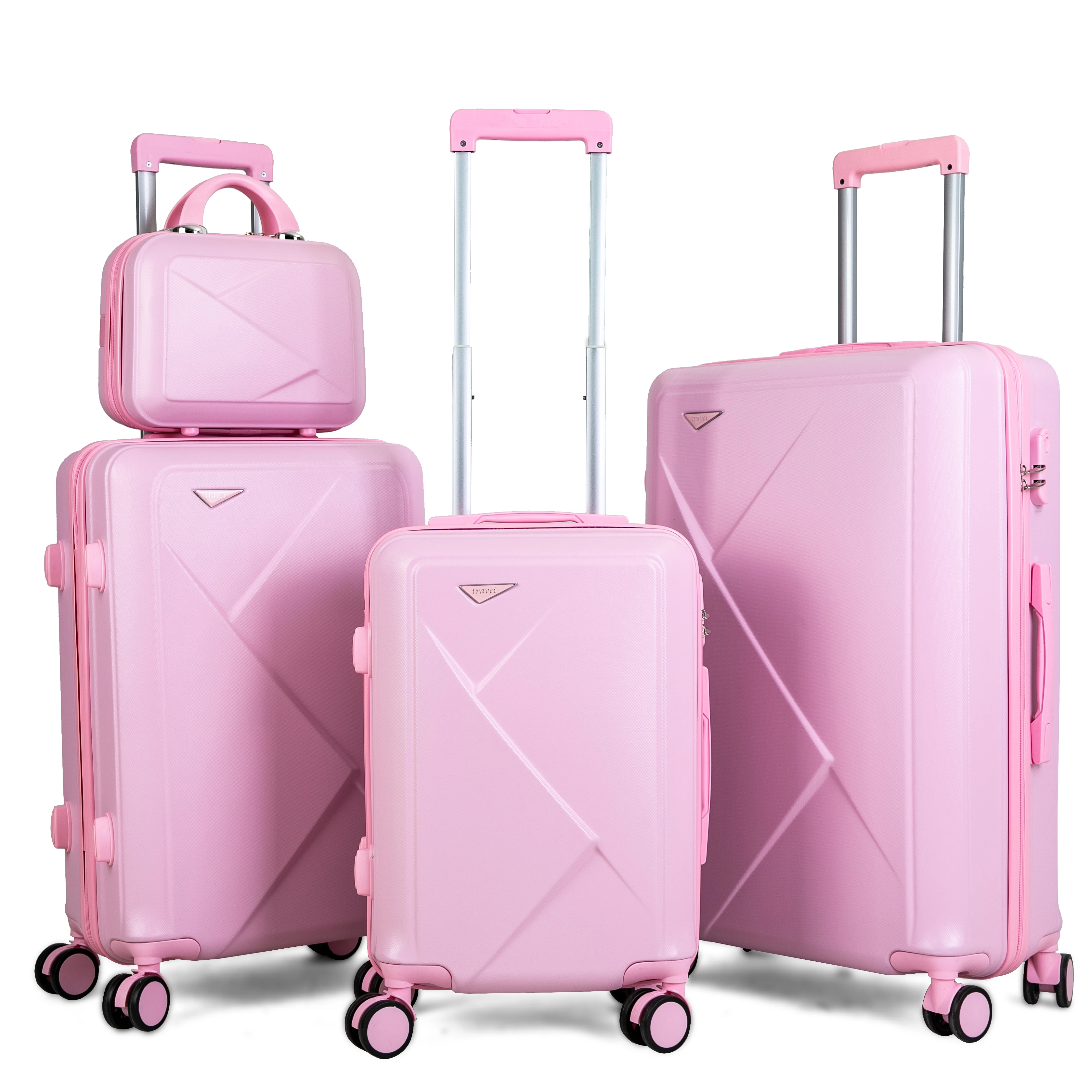 

4pcs luggage set 13 20 24 28inch trolley travel suitcase ABS PC luggage for girl boy student business, For choose