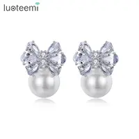 

LUOTEEMI Christmas Stud Pearl Earrings for Girls Lovely Bowknot Fashion Stud Earring