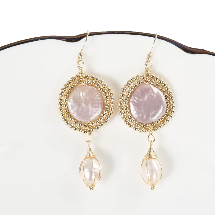 

XuQian New Custom Handmade Fashion Double Pearl Women Earrings