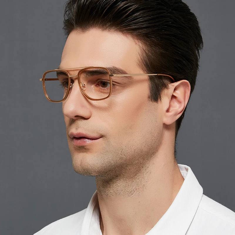 

Oversize Whole Full Rim Frame Double Bridge Acetate Metal Glasses Frames Optical Eye Glasses Eyeglasses For Men Women