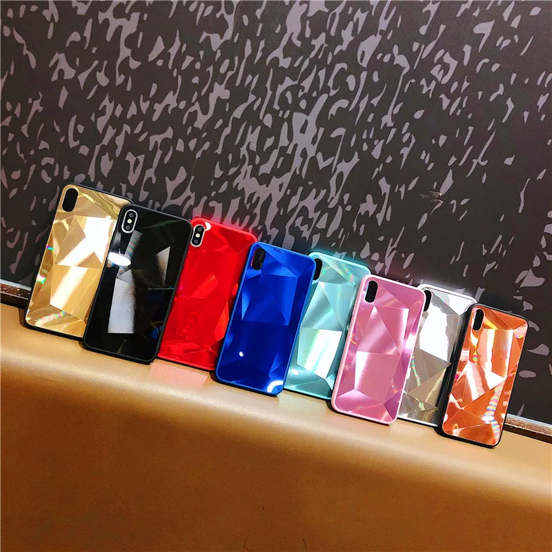 

Diamond Texture Mirror Phone Case For iphone 7 8 6s 6 plus Soft TPU Shockproof Cover For iphone X Xs Max Xr 12 11 Pro Max Case