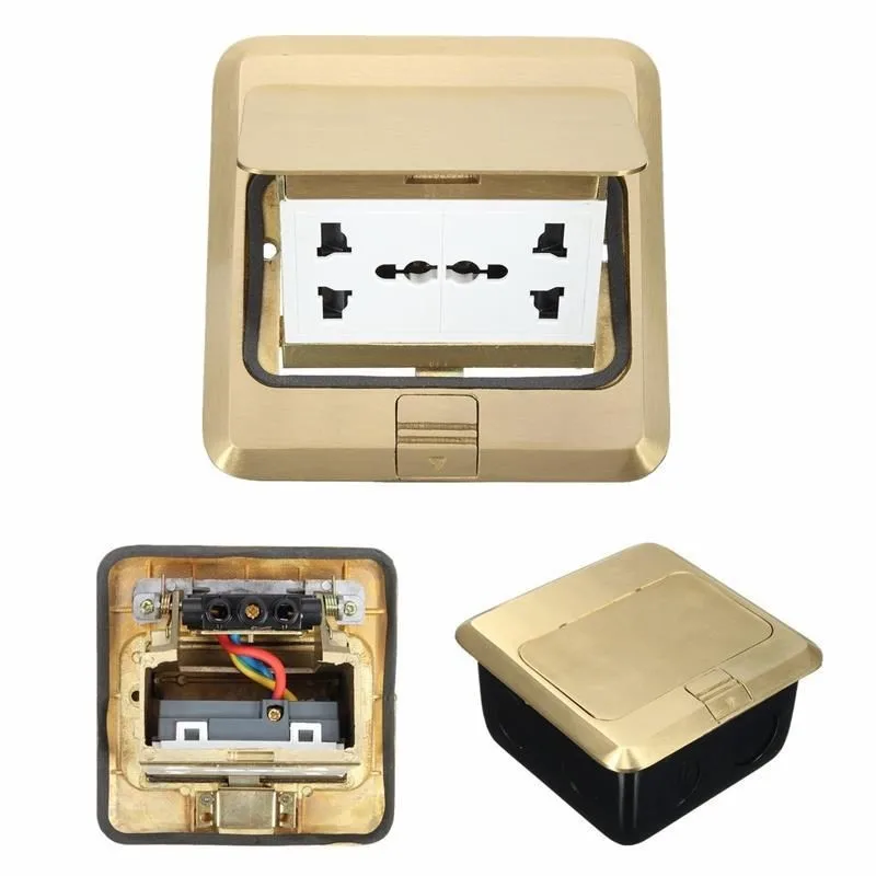 Pop-up Floor Ground Outlet Socket Copper Material 6 Hole Waterproof Residential Gold Color CE Direct Plug Fast Connection IP44