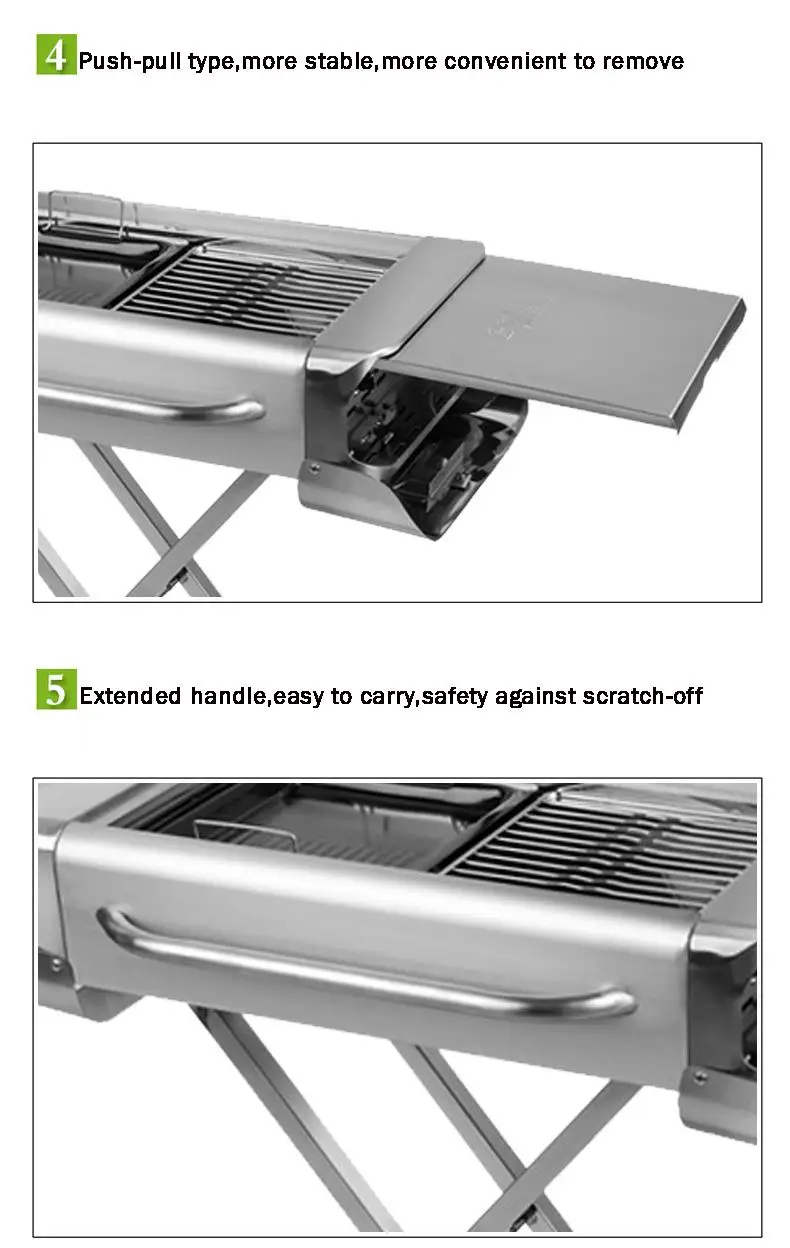 Outdoor Camping Garden Portable Wheels Trolley Grill Stainless Steel Barbecue charcoal BBQ Grill