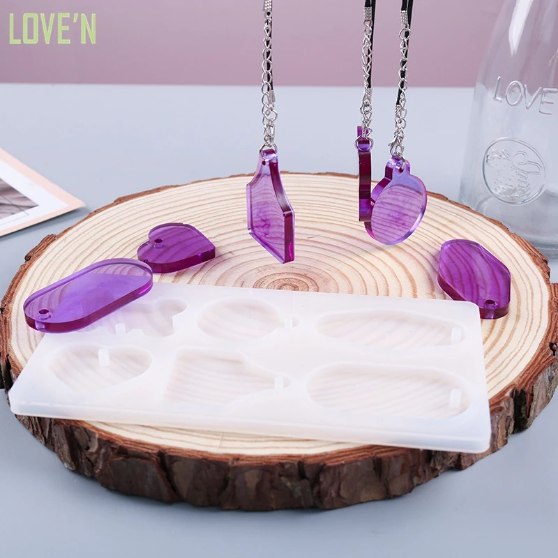 

LOVE'N LV247T DIY cute Pendant mold Resin Charms earring molder heart keychain mould set dog tag silicone mold
