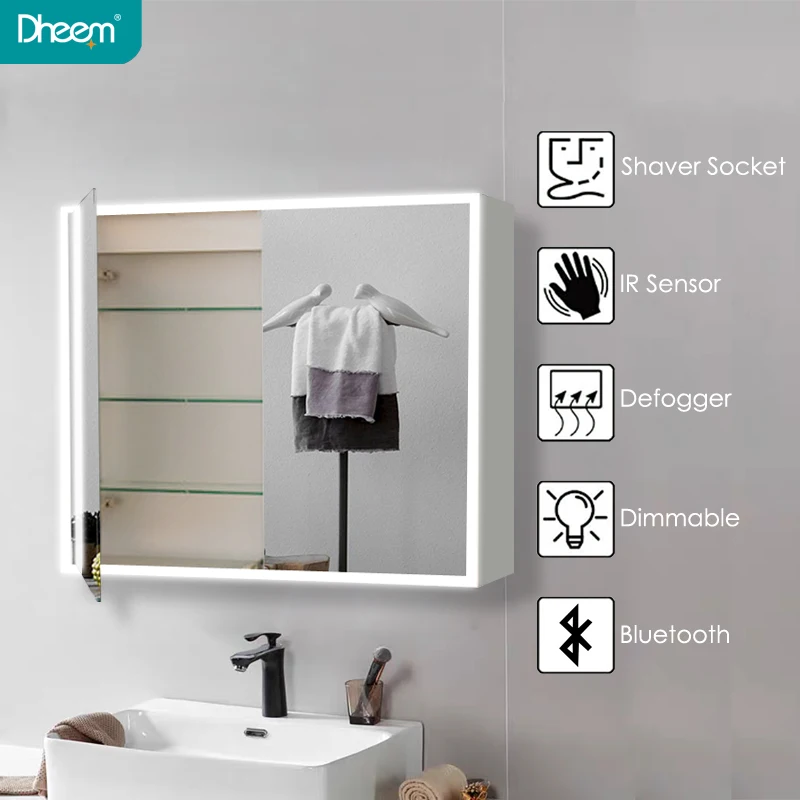 Dheem Aluminium Wall Vanity Makeup Storage Led Bathroom Mirror Light