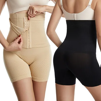 

Tummy Control Shorts Faja Hooks Shapewear Body Shaper Waist and Thigh Trimmer Waist Trainer With Butt Lifter Private Label, Black, beige