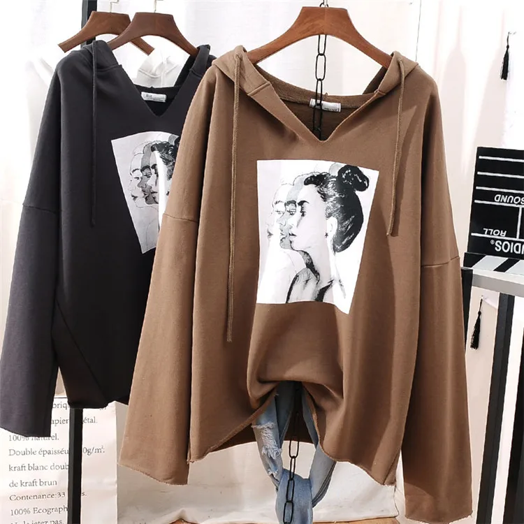 

Wholesale Women Pullover Hoodies Digital Print Retro Hip Hop Casual Hoodie Oversized Sweatshirt Hooded Top Casual For Students