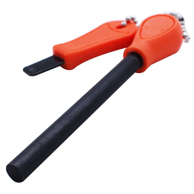 

8*100mm All Weather Survival Tool Magnesium Flint Steel Plastic Handle Fire Starter