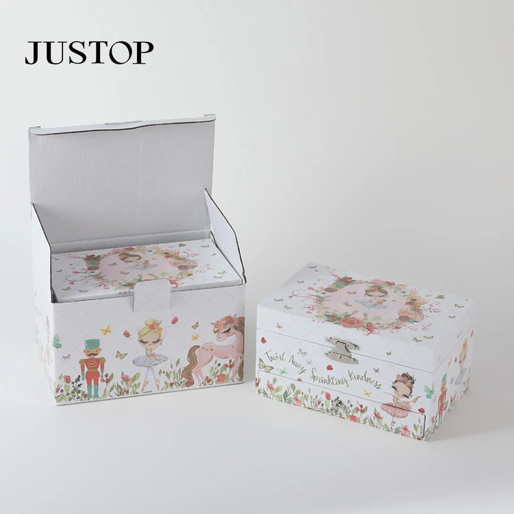 

Wholesale Kids Custom Velvet Travel Jewelry Organizer Push Button Carousel Horse Angel Music Box