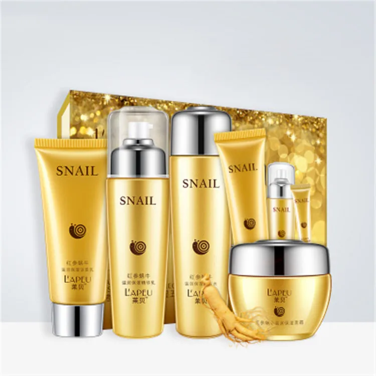

MSDS OEM 24k gold snail skin care cream set beauty ginseng sets for private labeling