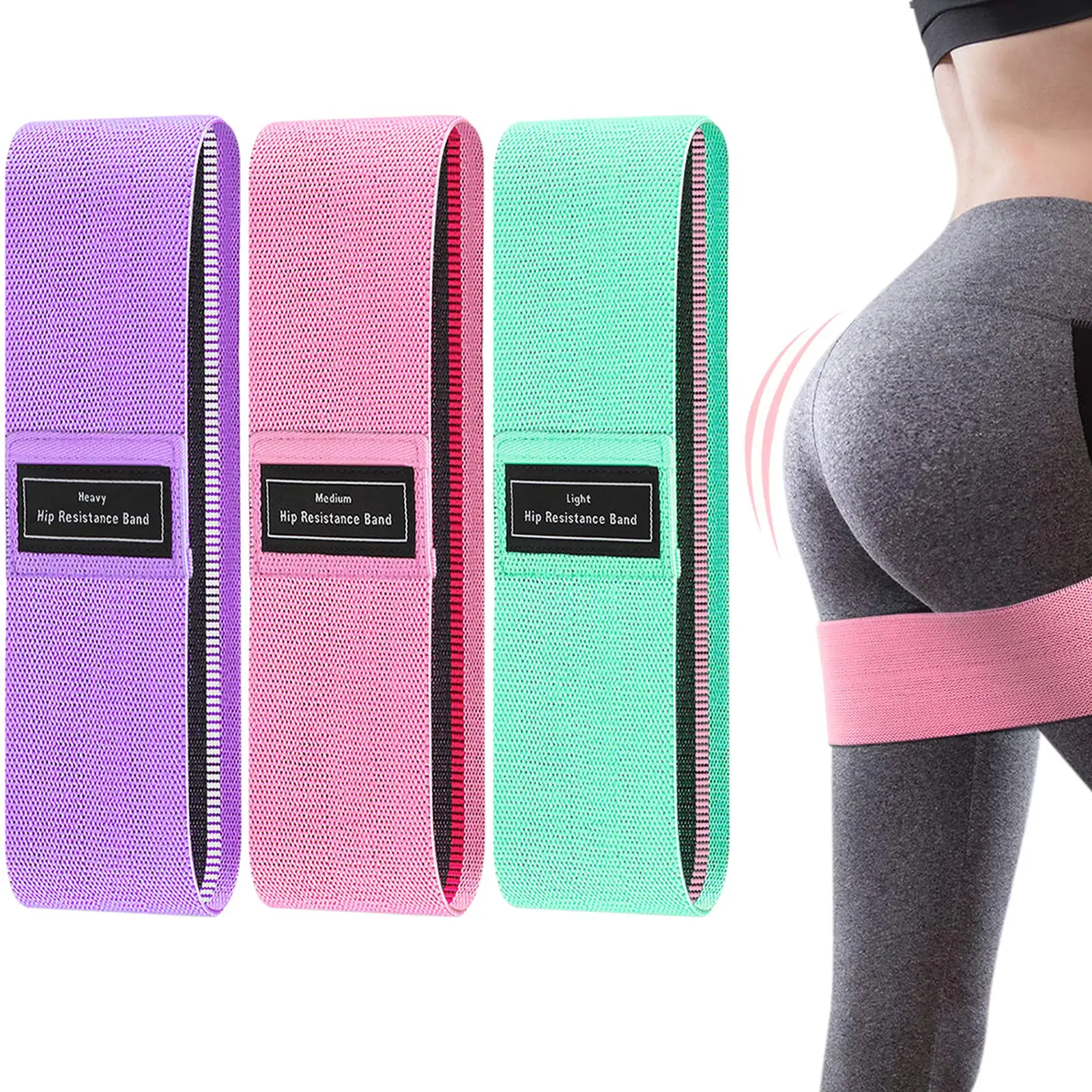 

Custom Logo Non Slip Booty Resistance Bands Training Pilates Yoga Resistance Band Set Of 3, Gray blue yellow and so on