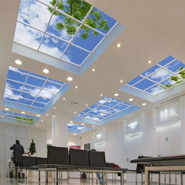 

colorful bule sky dimmable ceiling recessed 2x4 2x2 Led panel light 602x602, Cold white