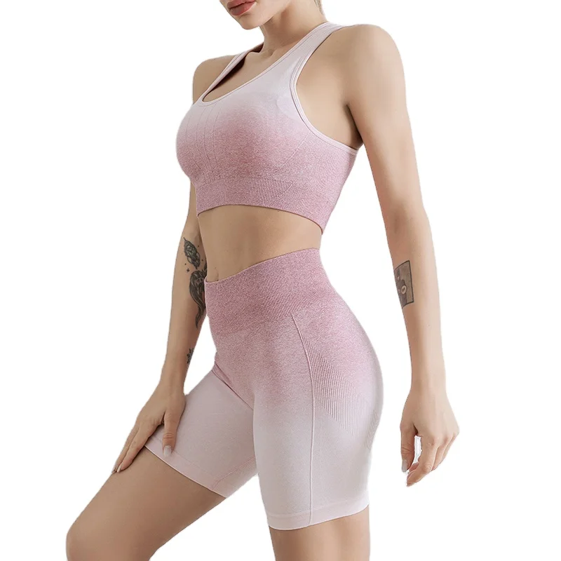 

2 Piece Set Women Shorts Sports Yoga Bra Fitness Bike Shorts Workout Clothing