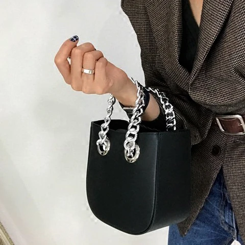 

Ins hot sales small bag chain handle single shoulder Cross body tote Pu bag