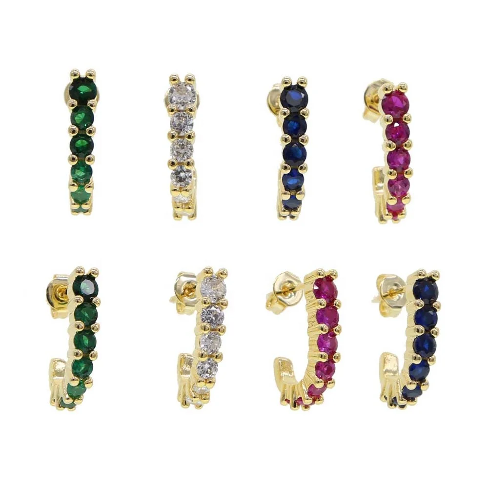 

gold color fashion women girl jewelry mini small red green blue white colorful cz studs 2021 summer new colorful rainbow earring