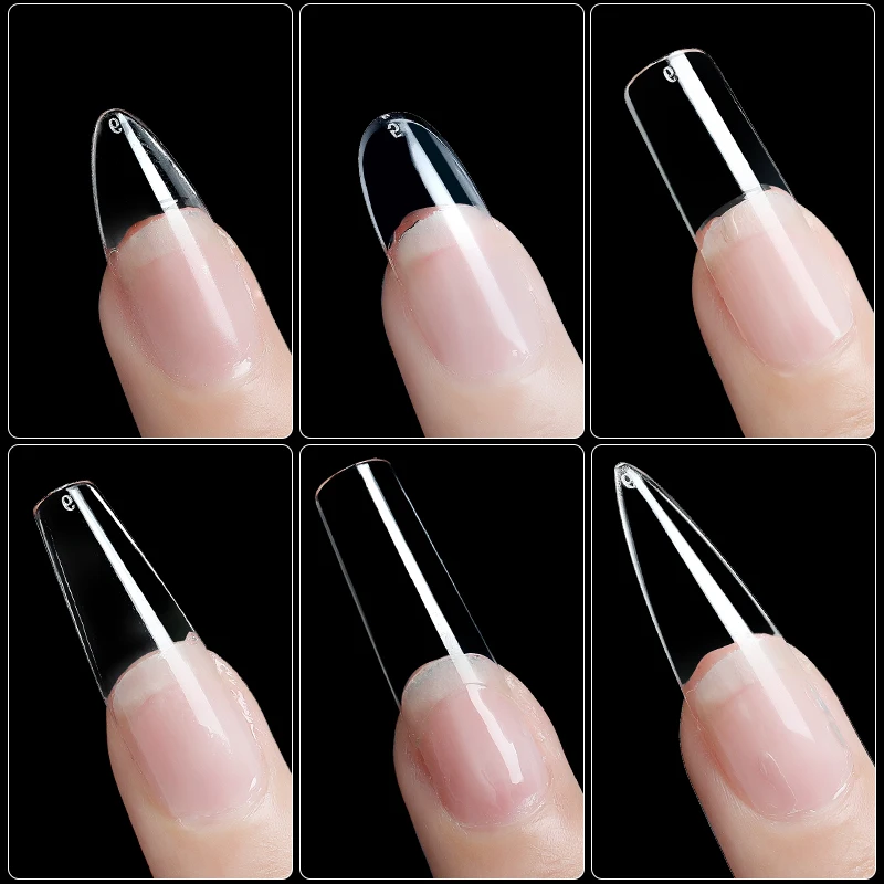 

New Technology 240pcs/Box False Coffin Nails Ballerina Long Clear Fake Nails Art Tips Flat Shape Full Cover Manicure Fake Nails, Transparent