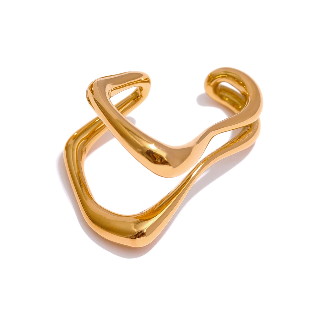

JINYOU 2240 Fashion 1PC Stainless Steel Geometric Ear Bone Earrings Statement Gold Metal Women Personalized Jewelry