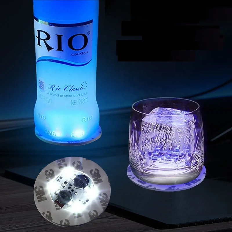 

Competitive Price 3 Molds Light Led Coaster for Drinks 3M Adhesive LED Cup Shotglass Bottle Sticker Lights for Party Bar