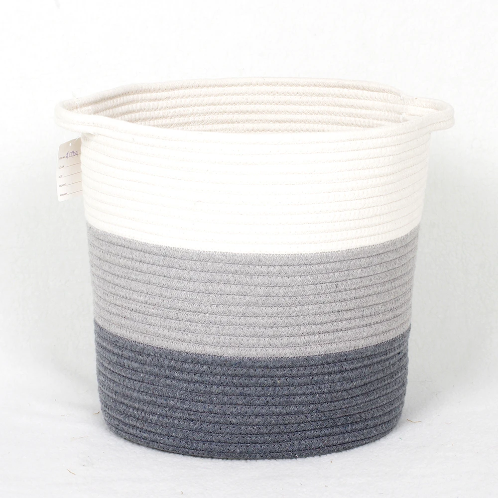 

Handmade Collapsible Cotton Crochet Basket Handmade Round Cotton Rope Basket