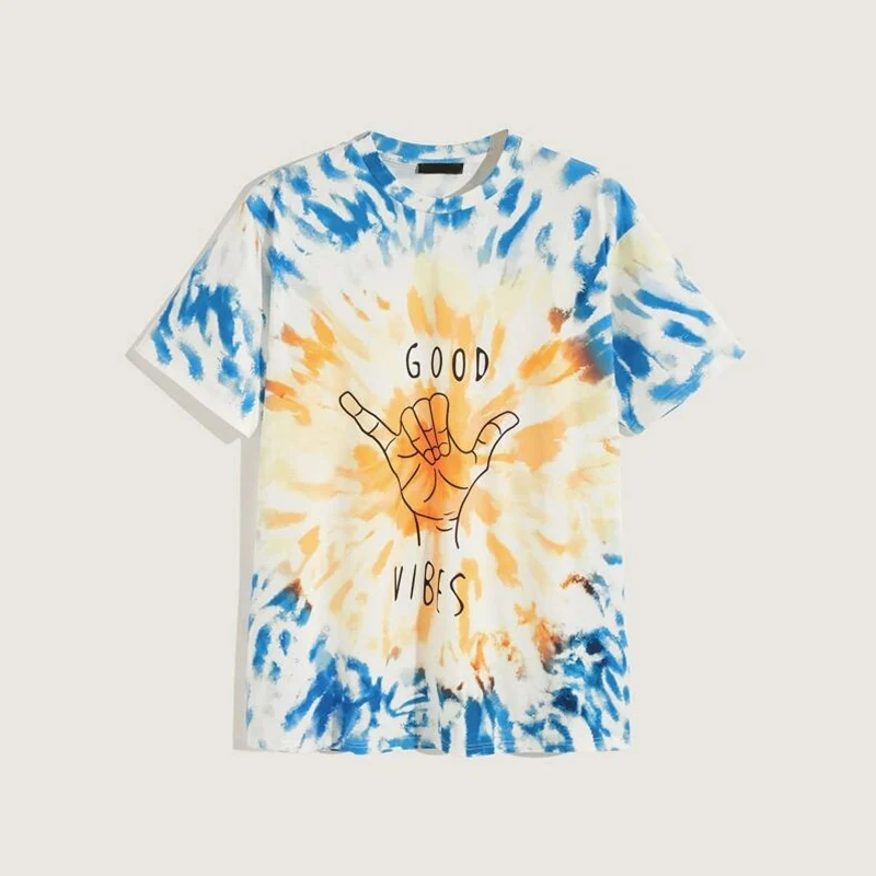 

custom Graphic Print Tie Dye Tees women Short Sleeves Casual Summer femme oversize t shirts no tag wholesale, Customized color