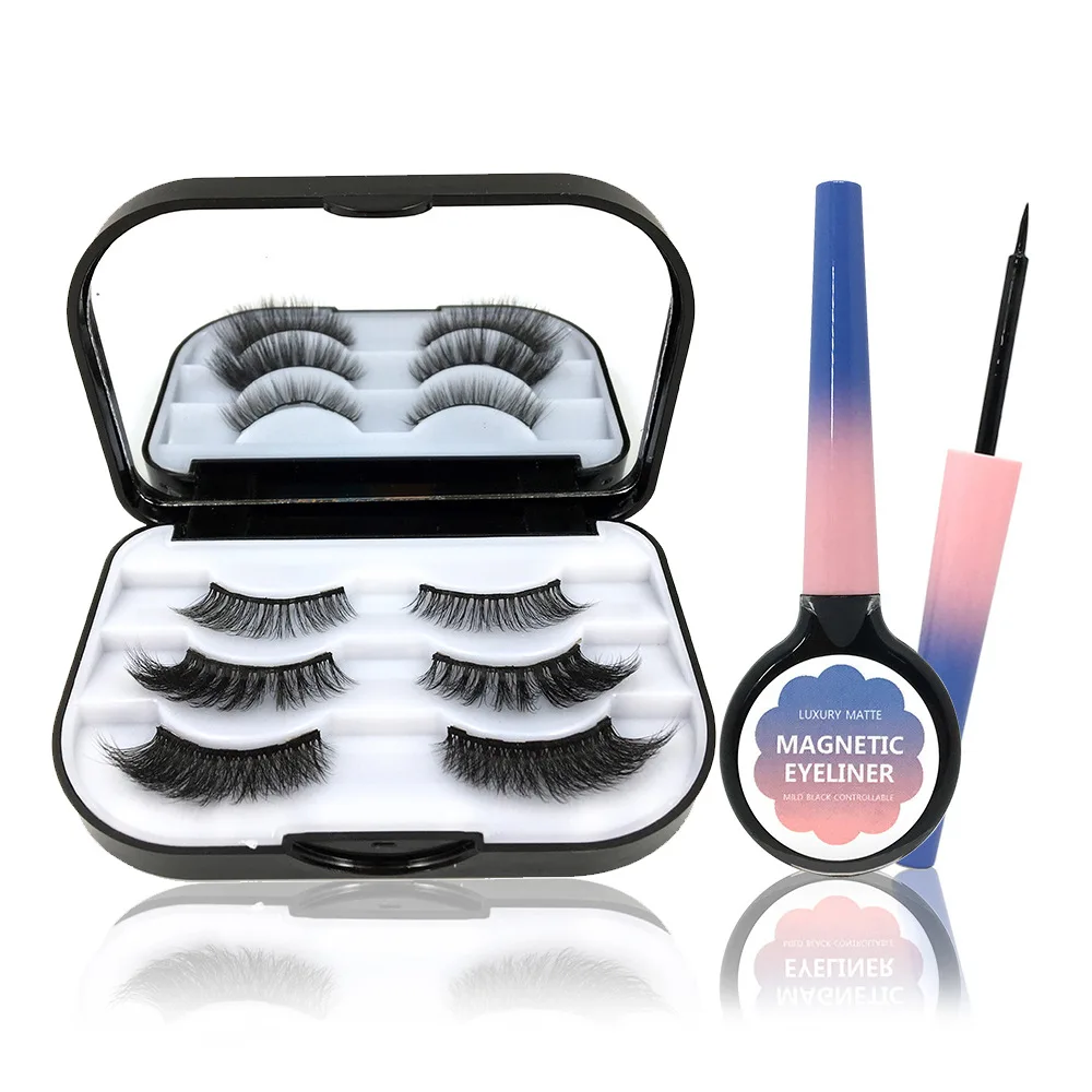 

2021 Queena new magnetic mixed high volume Magnetic Eyelash Set eyeliner liquid false eyelashes