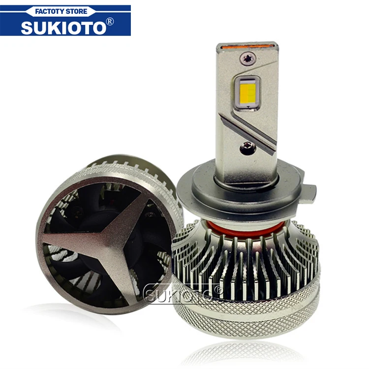 

SUKIOTO New Car LED Canbus Headlight Bulbs H7 H8 H9 H11 9005 H4 3000K 4500K 6000K Tri-Color Change Bulb 70W/Pair Auto Fog Lamps