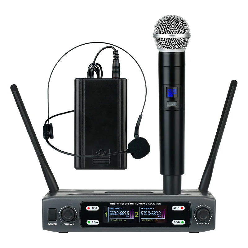 

top selling in Alibaba dualchannel headset mic wireless lavalier recording cordless microphone