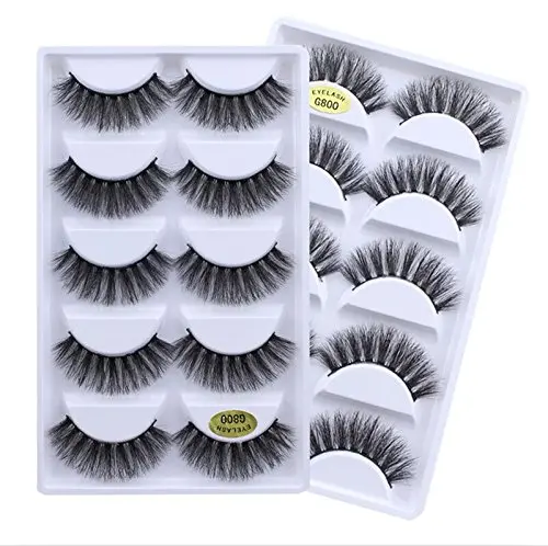 

wholesale free sample G800 natural thick 3D false eyelash 5 pair private label false eyelash packaging box