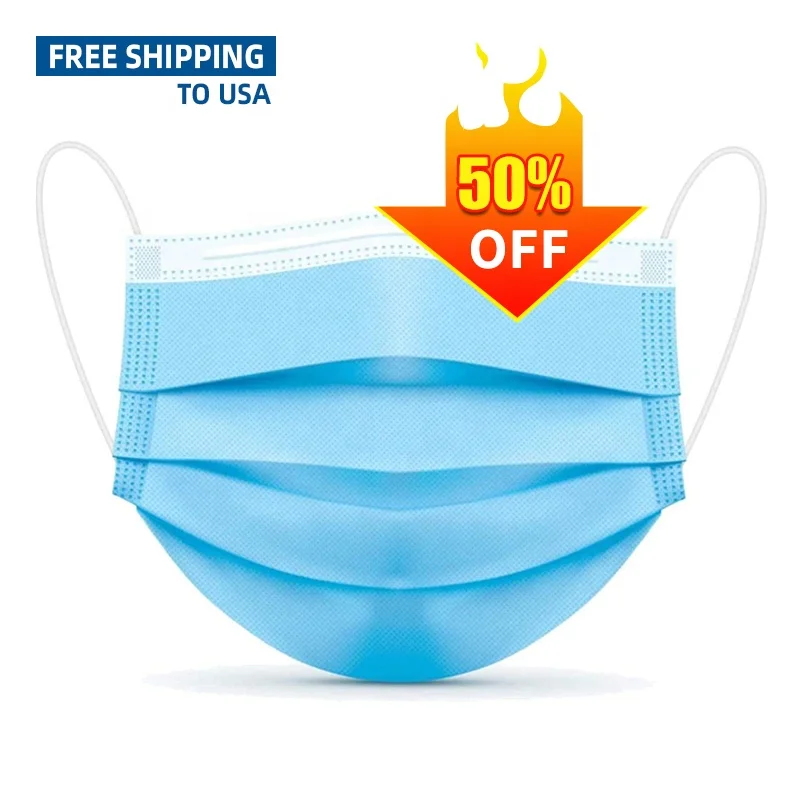 

US FD A Registered 3 ply Facemask Disposable 3 ply mask with Free and Fast Delivery CE Certificates, Blue