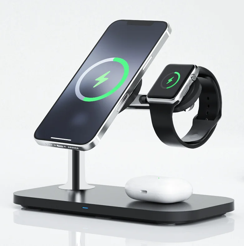 

3 In 1 Magnetic Wireless Charger 15w Fast Charging Stand Mobile Phone Holder Support Portable Dock Station 3in1 Wireless Charger