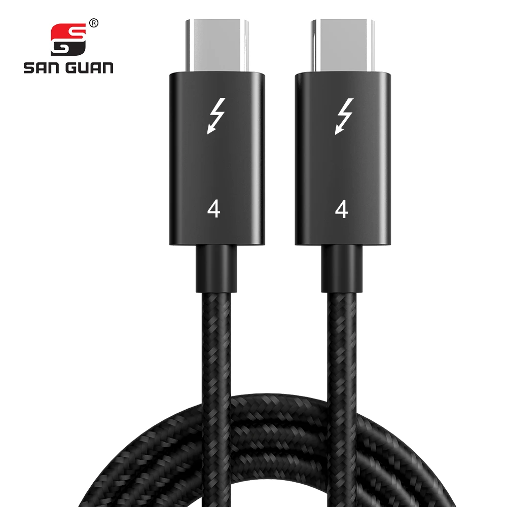 

Thunderbolt 4 cable 8K 60HZ support 100W 5A metal housing braided USB C to Type C PD fast charging, Customized