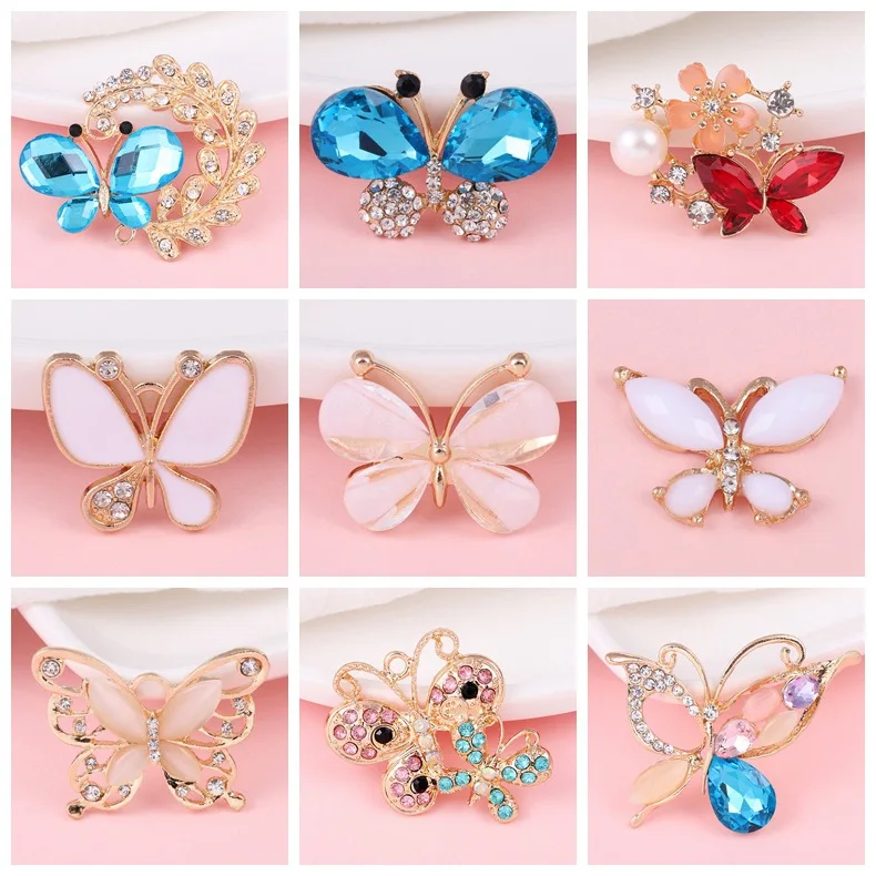 

Luxury Charms Shoe charms butterfly Decoration Bling Footwear Accessories Shoe Lipstick Metal Crystal Clogs, As picture