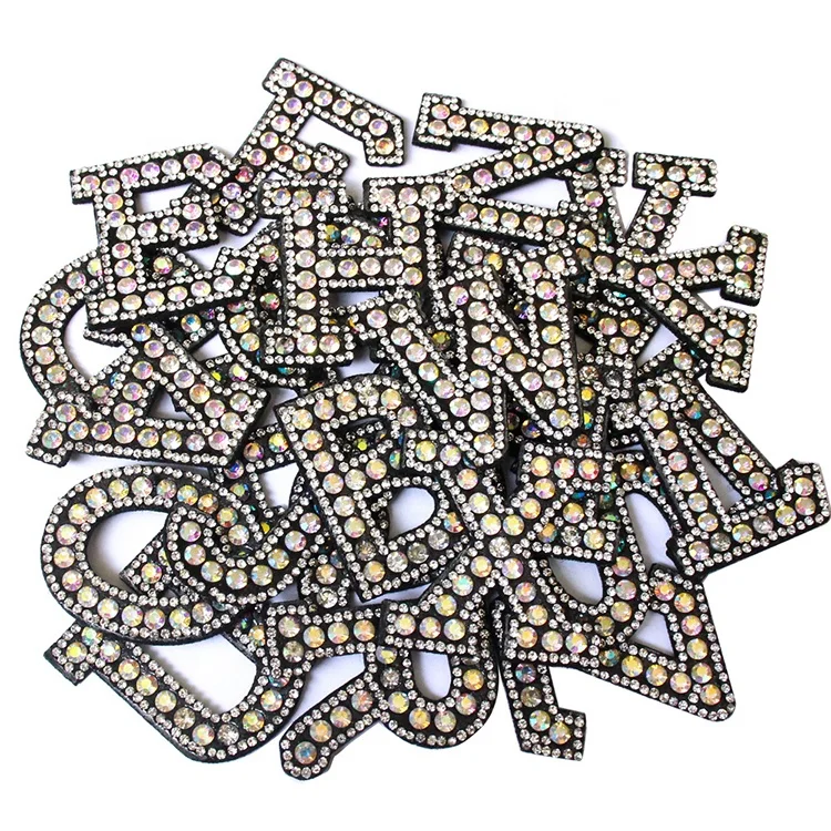 

Shenglan Beaded Sequined Rhinestone ABC Letters Patch Embroidery Sequins Hot Drilling Pearl Alphabets Appliques Patches Badges, Picture