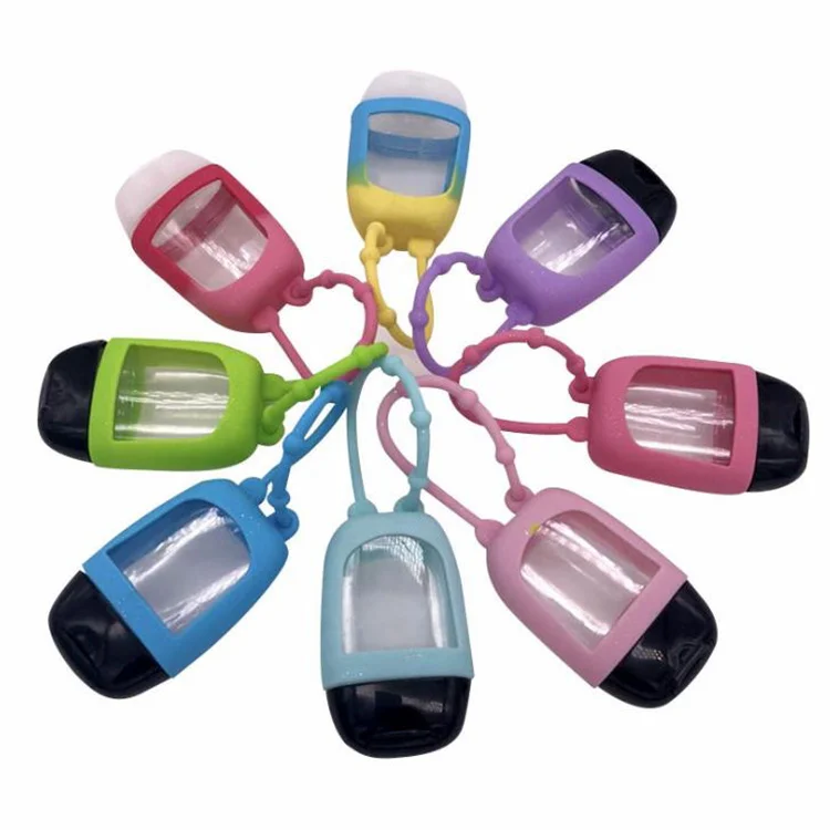 

Hot Sale Pocket Small 30ml Perfume Hand Sanitizer Empty Bottles With Silicone Holder