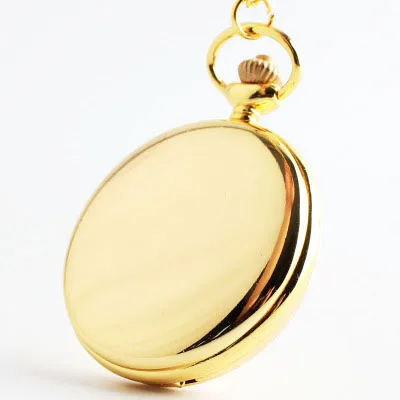 
OEM Engraved Gold tone Steel Vintage Antique Style Pocket Watch On Chain  (60229625674)